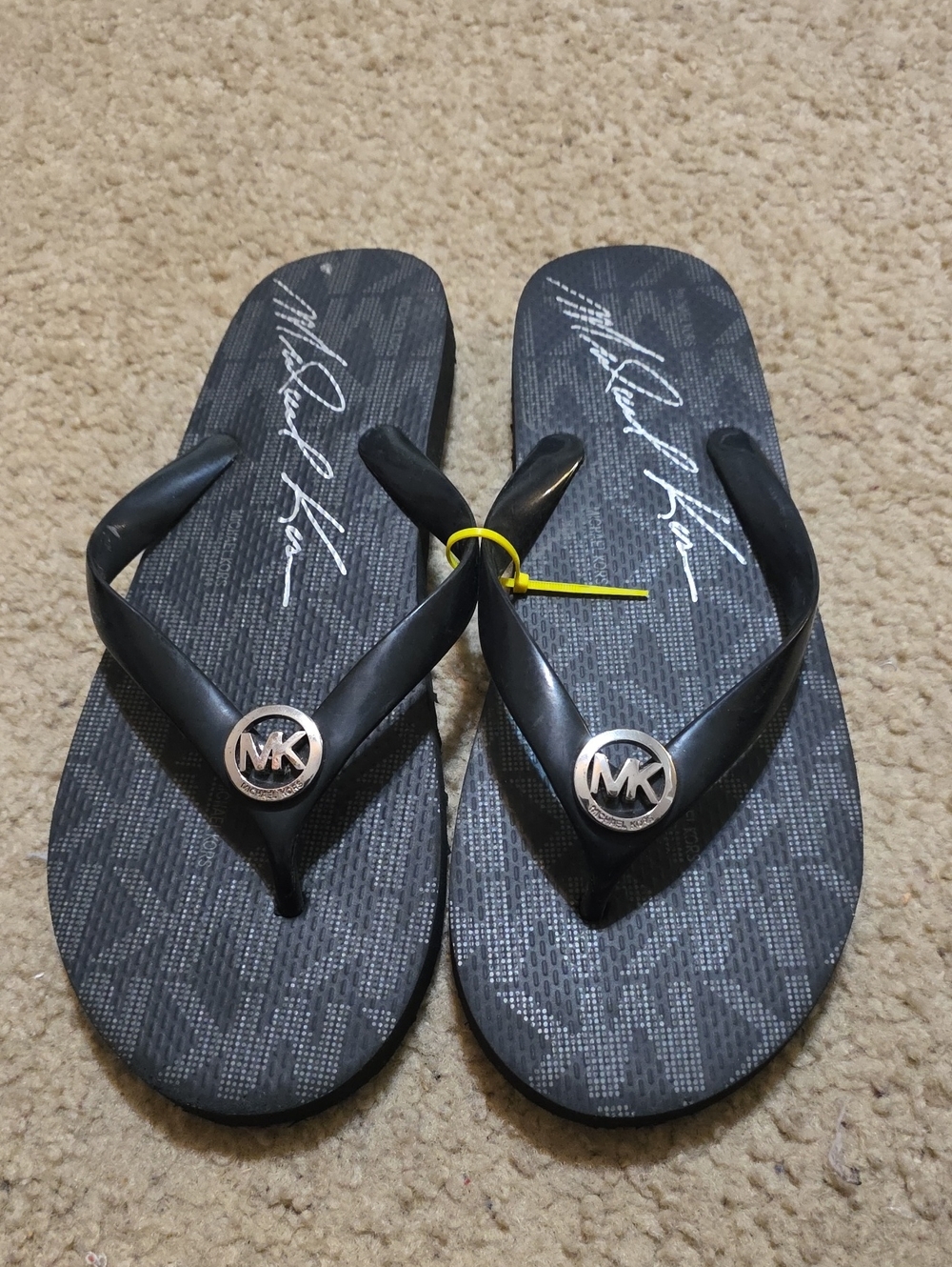 Michael Kors Black MK Logo Women's Flip Flops